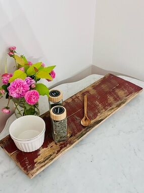 Rustic Barn Wood Raised Tray Serving Decor Display Candle Vanity Plank Handmade